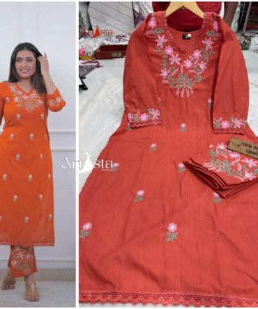 Thread work kurti pant set