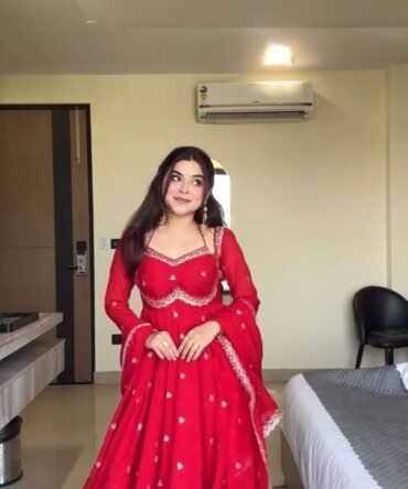 Red Anarkali suit