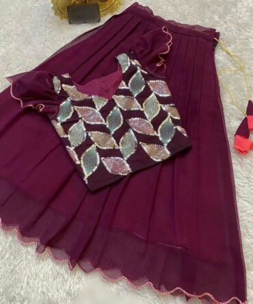 Mini kids wine lehenga with top
