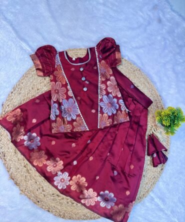 Mini kids royals wine Lehenga with top