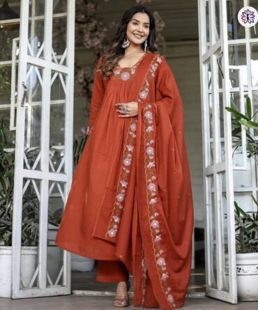 Chanderi cotton Anarkali suit