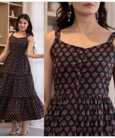 Cotton sleeveless Ruffle Maxi dress