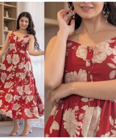 Cotton sleeveless Ruffle Maxi dress