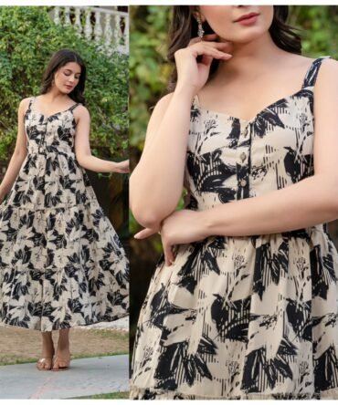 Cotton sleeveless Ruffle Maxi dress